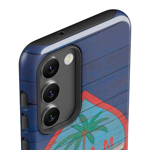 Guam Flag Dark Wood Galaxy S23 Plus Pro Case